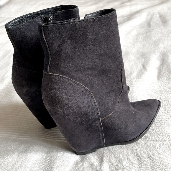 ASH Jasmin Suede Black Blue Wedge Booties Size EU 36 - Picture 4 of 8